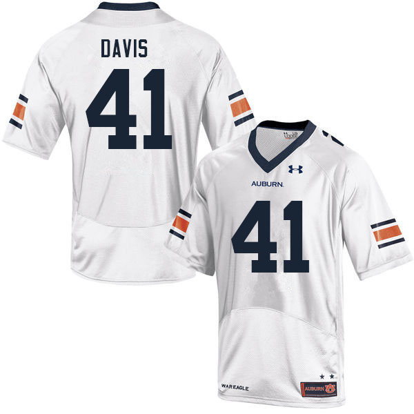 Auburn Tigers Men's Jordan Davis #41 White Under Armour Stitched College 2021 NCAA Authentic Football Jersey EOA4274OR